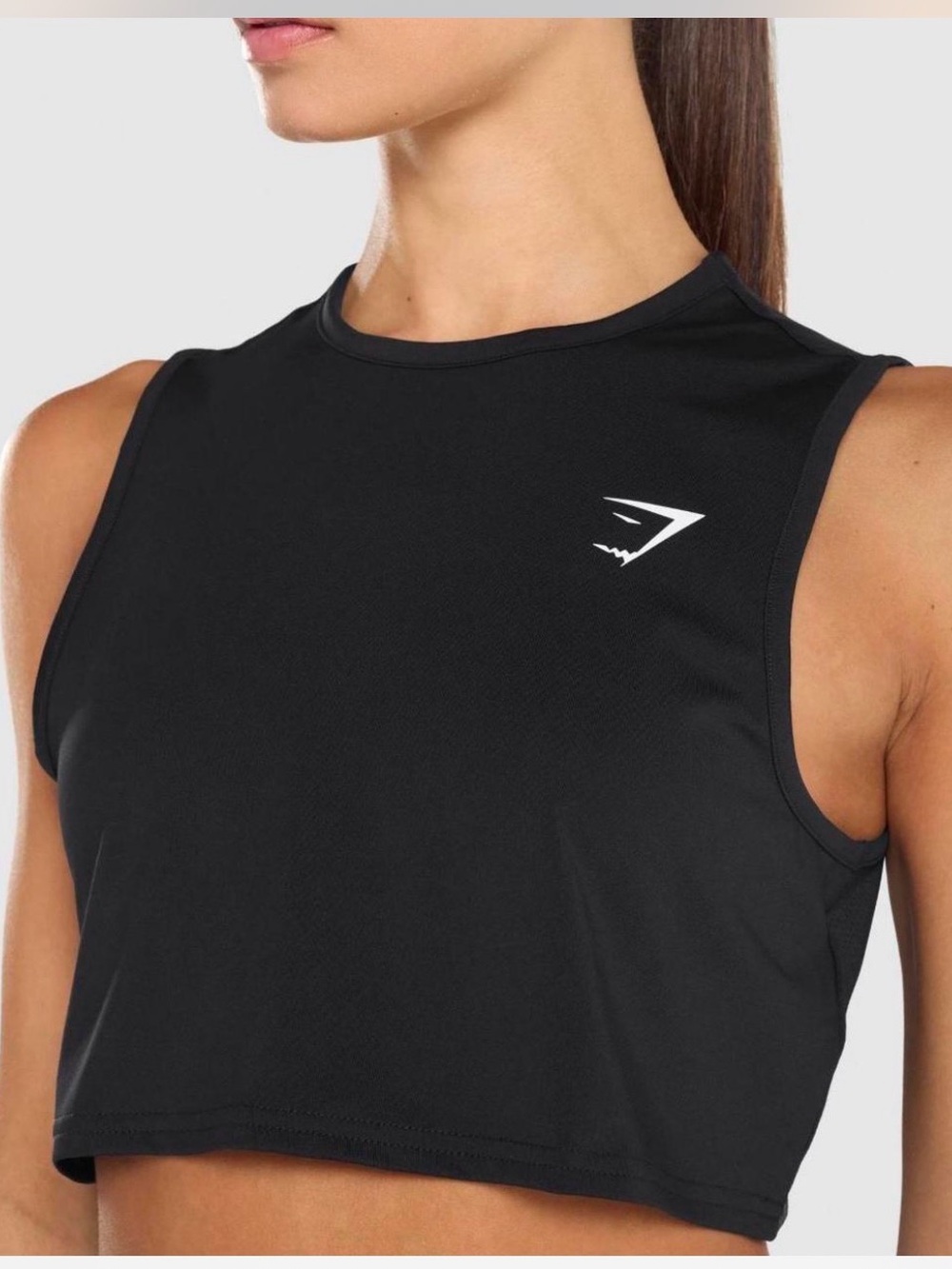 Gymshark Black Cropped Muscle Tank Crop Top XL